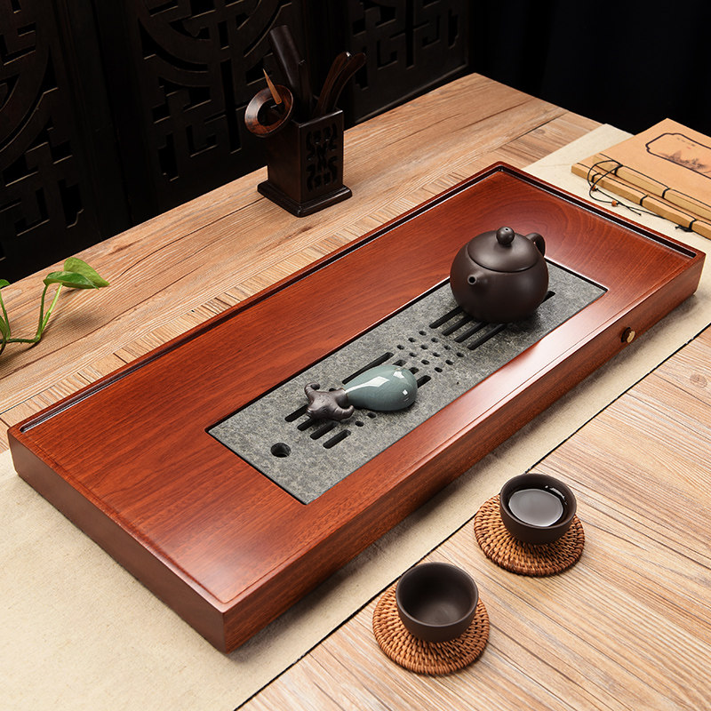 First Heart Flowers Pear Wood Tea Tray Whole Solid Wood Tea Sea Natural Urkin Stone Tea Tray Brief About Home Drain Type Tea Table
