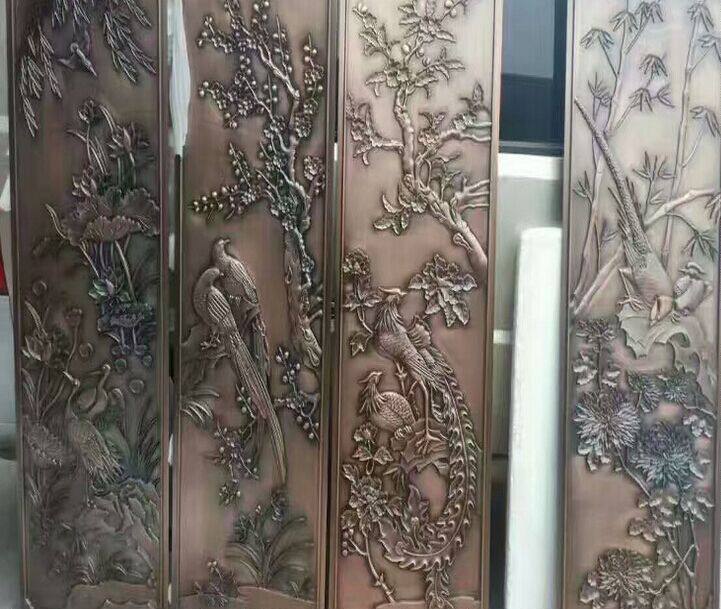 Factory direct stainless steel screen porch bronze l hollow plaid embossed metal signs can be customized