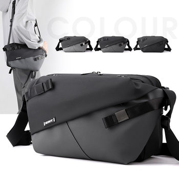 New simple men's crossbody bag, outdoor functional shoulder bag, large capacity trendy men's bag, commuter lightweight chest bag
