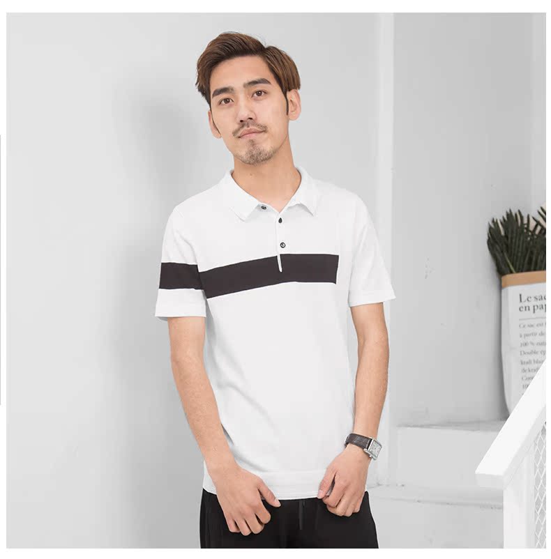 Xuân 2018 nam ngắn tay kinh doanh giản dị giản dị áo sơ mi POLO băng làm mới tay áo ve áo nam áo phông polo nam