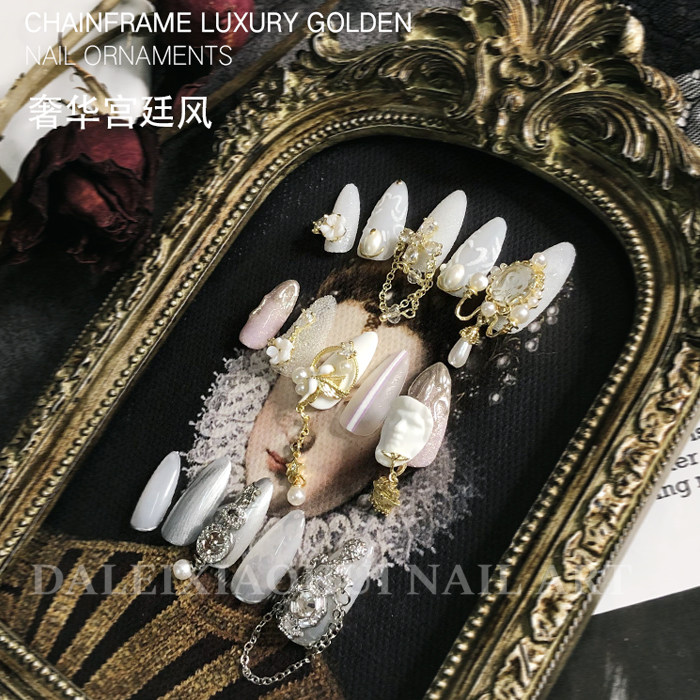 2021 new ins net red nail art jewelry David head 410 baroque retro court style nail decoration chain