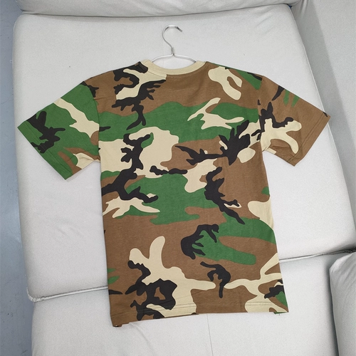 Летняя хлопковая базовая приятная телу камуфляжная футболка с коротким рукавом