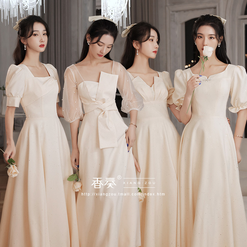 Bridesmaid dress 2022 new wedding sister group niche high-end sense slim summer fairy champagne dress skirt women