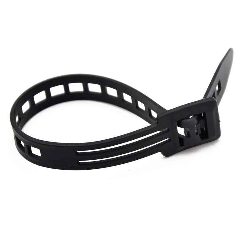 100 PE trapezoidal reusable cable ties Black and white surface acid-base corrosion-resistant