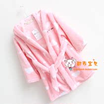 Autumn and winter new girls small and medium children coral fleece pajamas baby flannel bathrobe home service parent-child nightgown