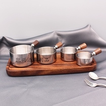 Western Dining division Rind Stainless Steel Cuisine Pan Sand Steak Iron Plate Rind with mouth sauce Western Dish Saladish Wood Handle Sauce