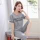 Bộ đồ ngủ mùa hè Phụ nữ Cotton Hoạt hình ngắn tay Quần cắt cúp Dịch vụ gia đình Hàn Quốc - Bộ Pajama