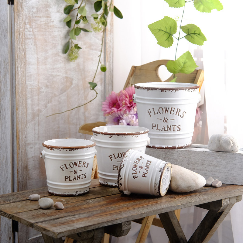 Office living room creative flowerpot bucket potted new Nordic minimalist succulent ceramic mini personalized flowerpot