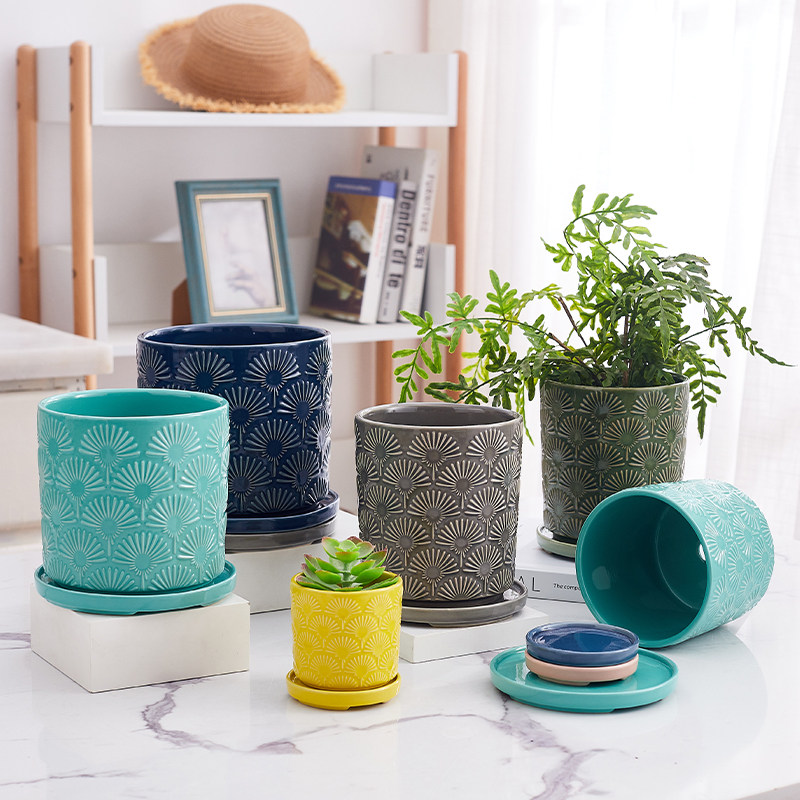 Longquan glaze dandelion simple personality succulent home fashion creative hot-selling ceramic flower pot can be supported