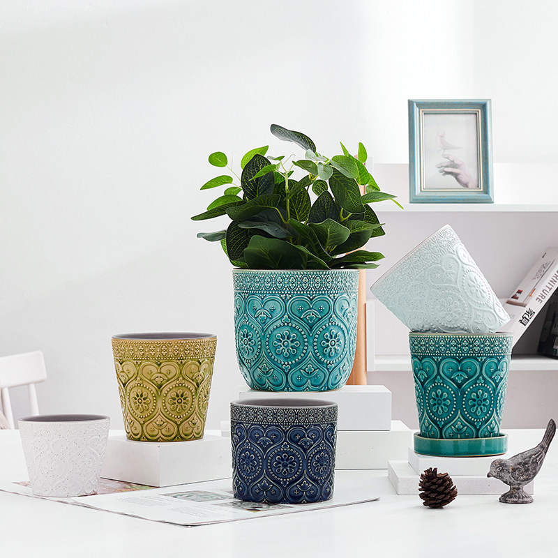 A variety of color ice cracked peach heart succulents multi-color Japan and South Korea Nordic home office fashion creative ceramic flowerpot