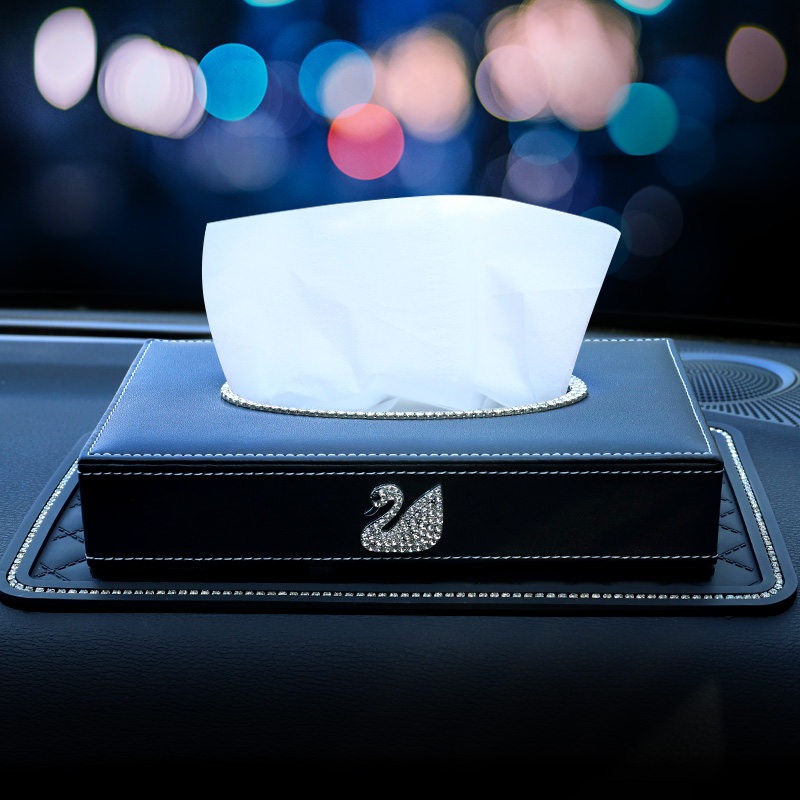 Applicable Mercedes BMW VW tissue box seat type inlaid drilling swan inside armrest box for car cramers women-Taobao