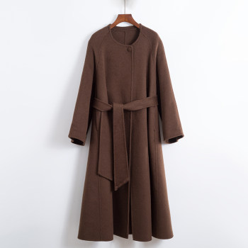 Round neck solid color double-sided fleece coat korean version