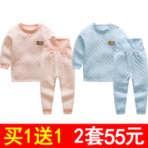 Baby Boy High Waist Small Boy Girl Warm Clothes Suit 1 Year Old 2 Baby 3 Triple Layer Clip Cotton 4 Thickened Underwear
