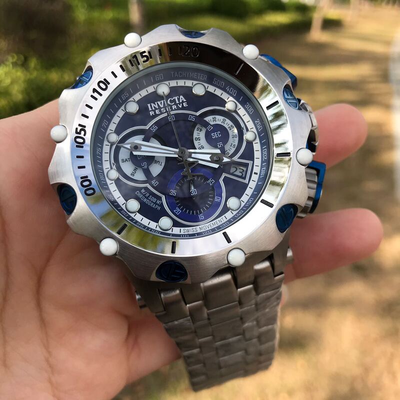 Invicta Multifunctional Quartz Watch, Cut Out Stainless Steel Waterproof Fashion Large Dial Men's Watch