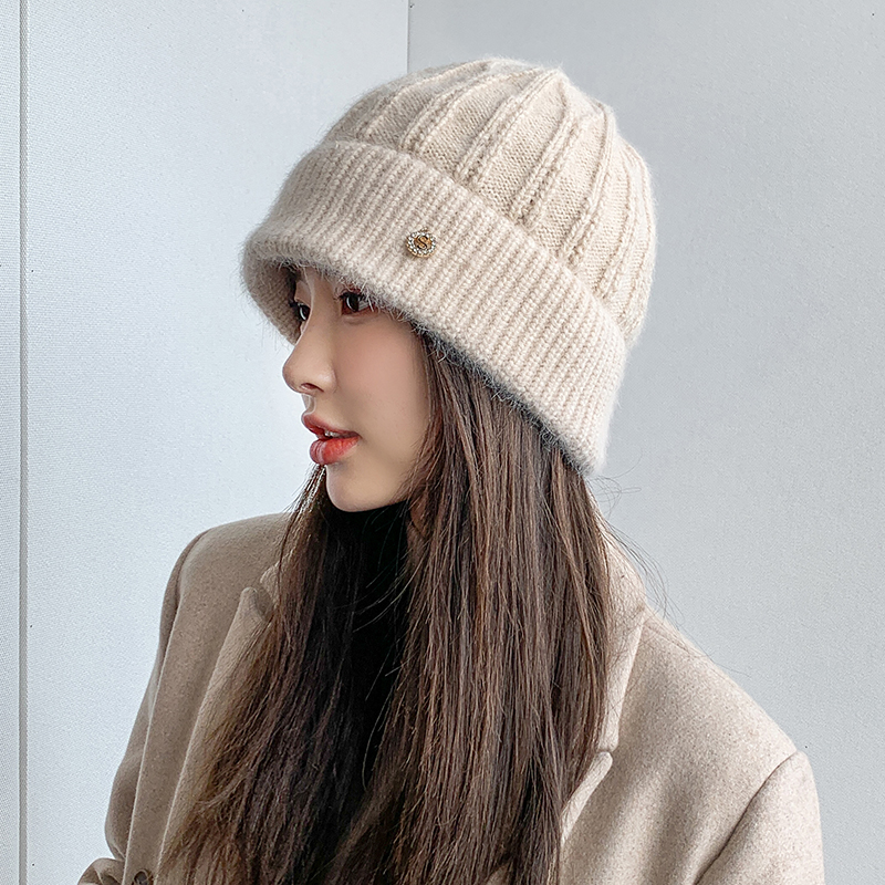 Japanese ARCE Bucket Fisher Hat Female Heating Winter Head and Head Hat Surrounded Hat Daily Knitted Hat