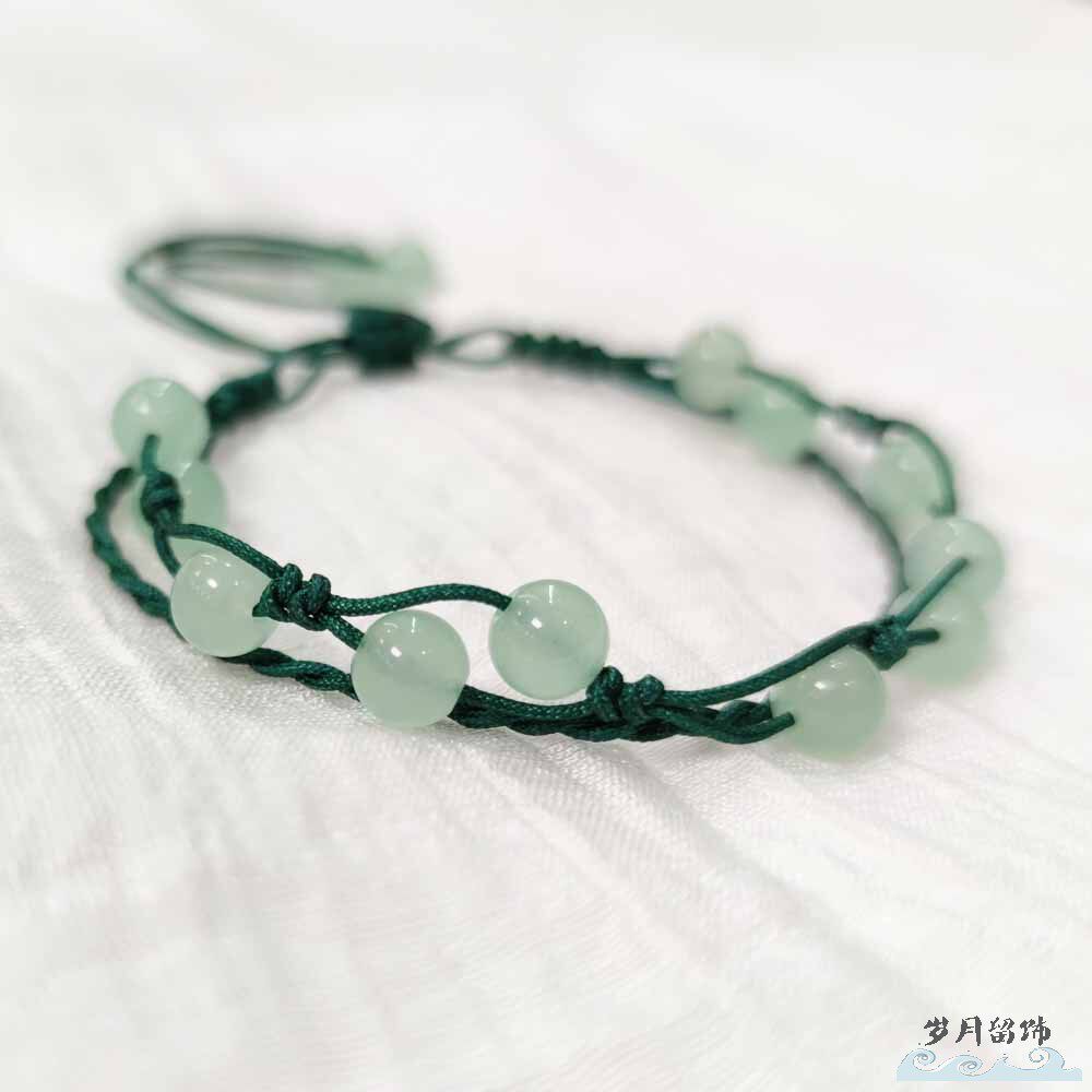 Years' ornaments Summer solstice Hanfu with retro anklets Handmade literary and fresh hand-carved chalcedony woven anklets