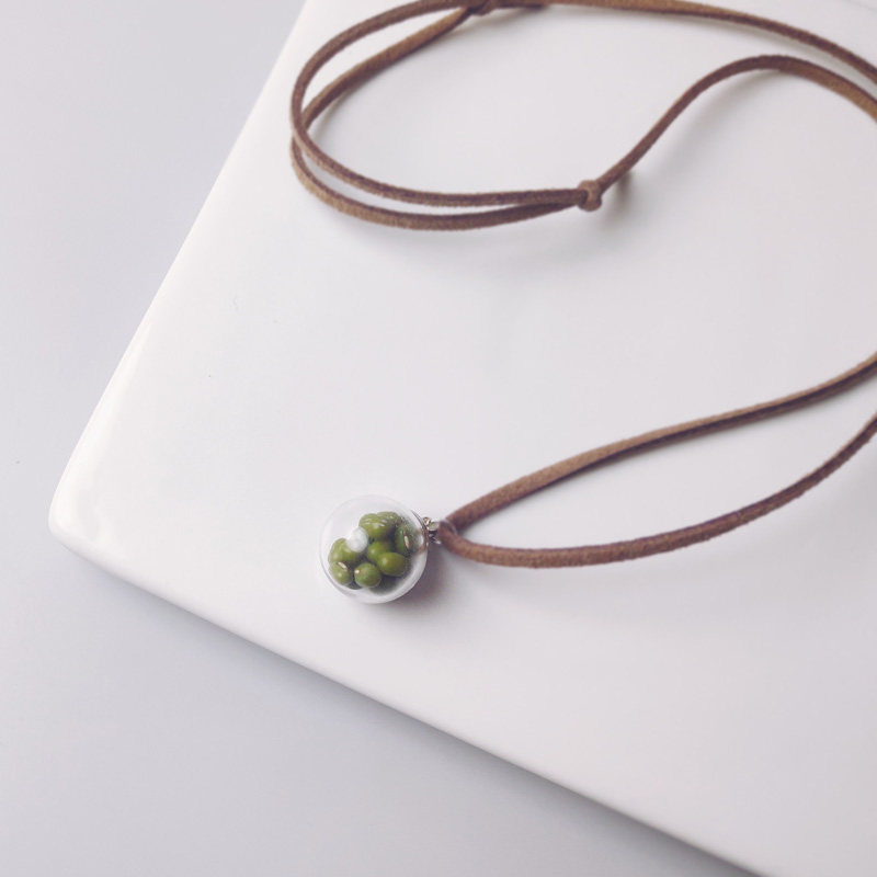 Years Remain to Oxygen Adolescent Girl Art Retro Smear Green Green Bean Lovers Necklace Fresh 100 Lapped Girlfriends Gift