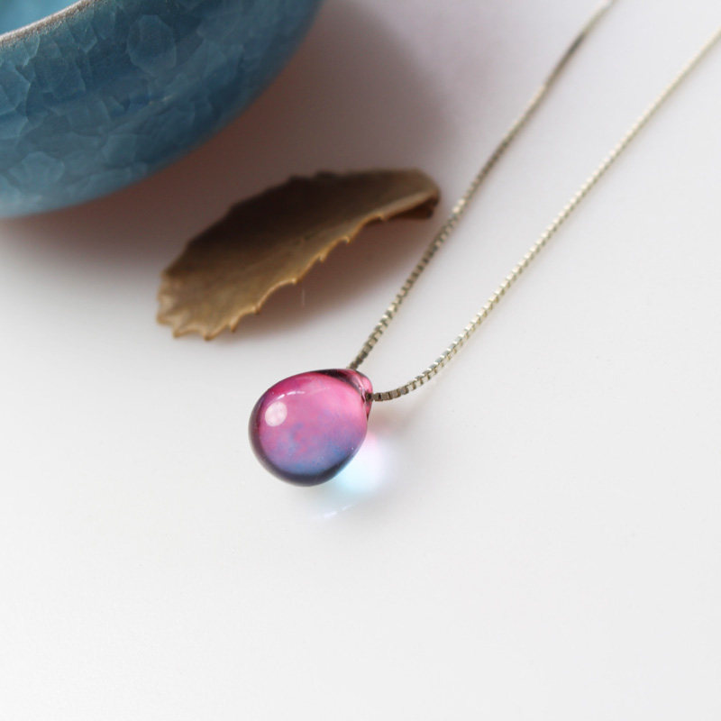 Years of jewelry S925 sterling silver necklace women's small fresh two-color glass clavicle chain fantasy forest series all-match temperament