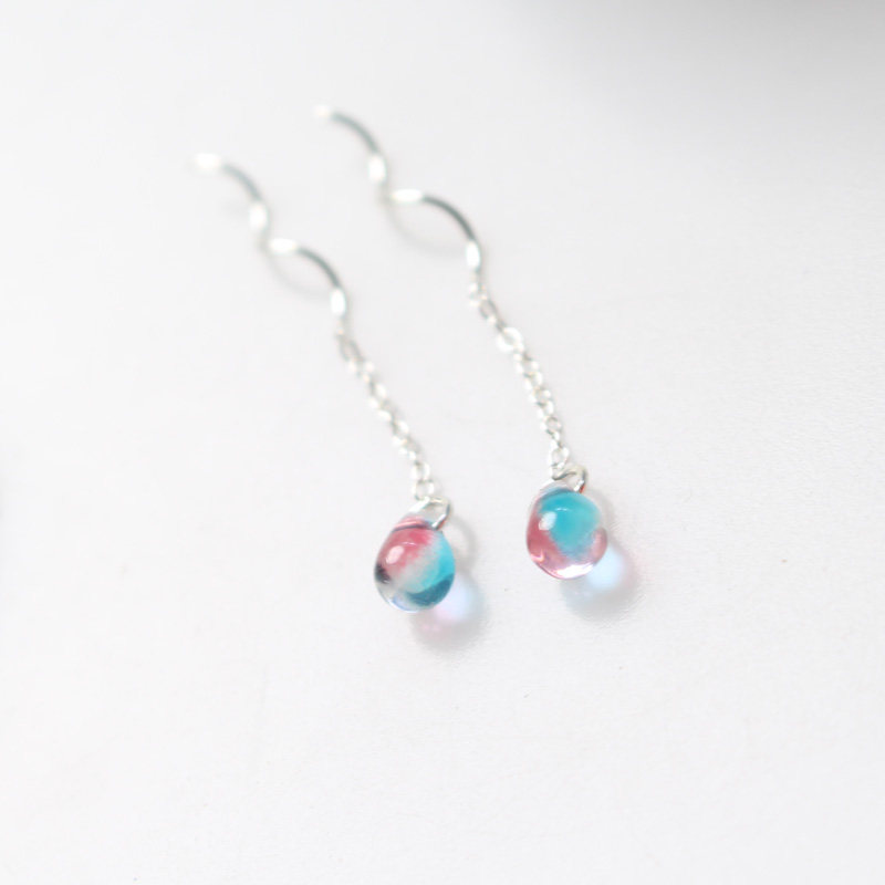 Years stay decorated with 925 pure silver 100 hitch fresh mini rainbow tearful ear necklace temperament 100 hitch decoration gift ornament