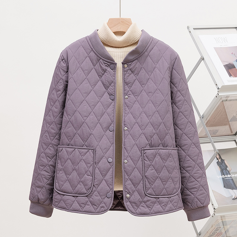Cotton-Padded Jacket for Women, Autumn and Winter, Quilted, Lightweight, Short Cotton Coat, 2025 New Style, Mother's Wear, Solid Color Jacket