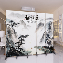 Chinese screen partition folding mobile blocking home living room bedroom office flower and bird landscape painting folding screen