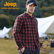 Jeep 2021 new plaid shirt mens thin section long-sleeved trend Korean version casual spring and autumn jacket mens clothing