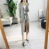 . 2019 xuân mới siêu dài dệt kim cardigan nữ slim slim khăn choàng dài tay trên áo len đầu gối - Áo len cổ chữ V Áo len cổ chữ V