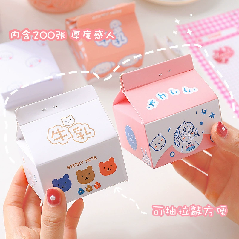 Hộp sữa sáng tạo Tấm ghi nhớ Cô gái dễ thương Hình dán ghi nhớ Máy tính để bàn Trang trí dọc Bản ghi nhớ Giấy ghi nhớ Hình dán - Trang trí nội thất