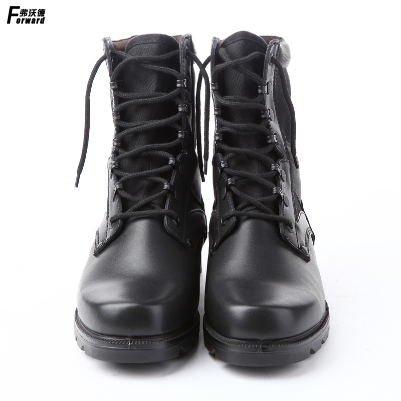 War boots Black combat cowhide boots tactical boots high tube boots leather boots