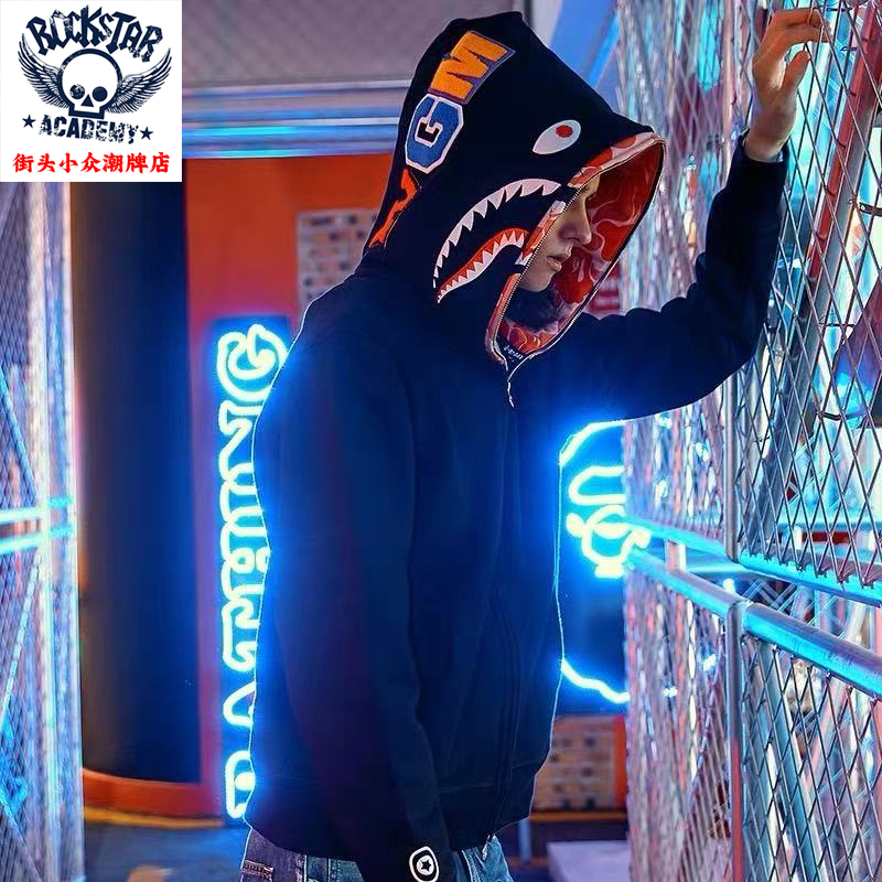 Trendy Camouflage Shark Double-Hooded Jacket Loose Hoodie 2025 Spring New Oversize Sweatshirt for Couples and Students