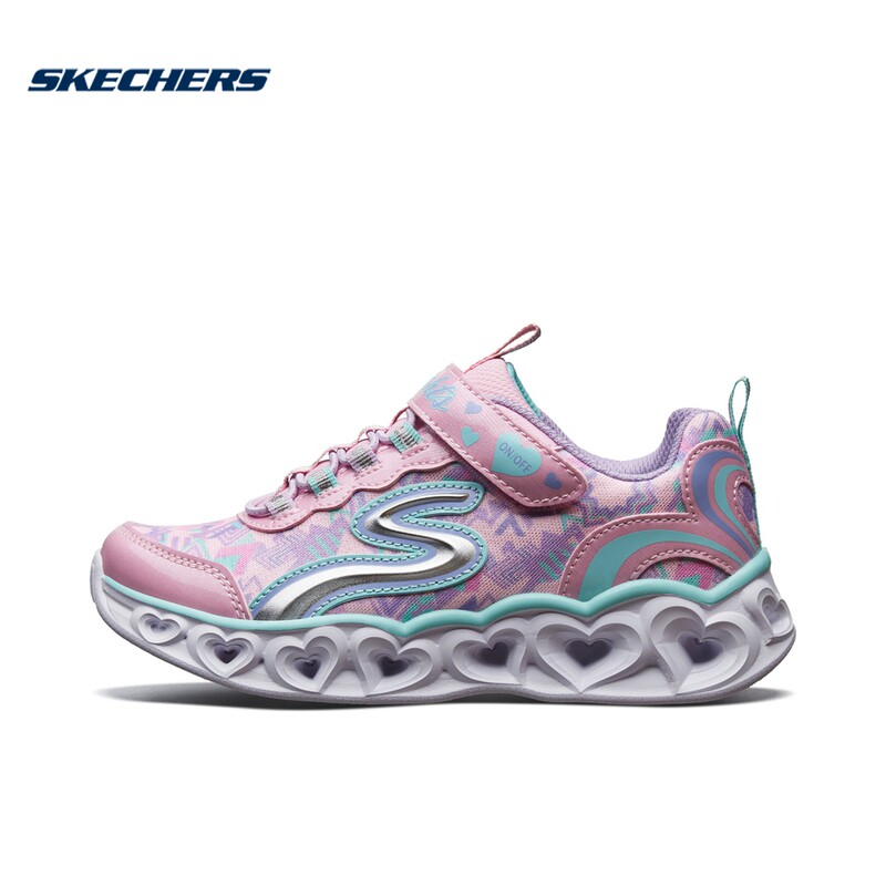 Skechers Skechers teenage girls Velcro cool flashing shoes cartoon printed sneakers 20180L