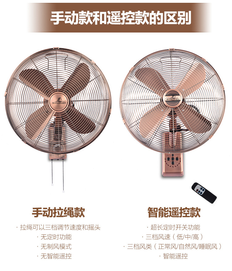 quạt hơi nước iruka Quạt treo tường retro kim loại cổ quạt điện treo tường 揺 treo tường trang trí nhà hàng gió công nghiệp sản phẩm mới - Quạt điện quạt hút âm trần