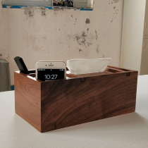 Minimalist All Walnuts Solid Wood Living Room Paper Towels Box Home Desktop Creative Multifunction Desktop Containing Crammy Pen Holder