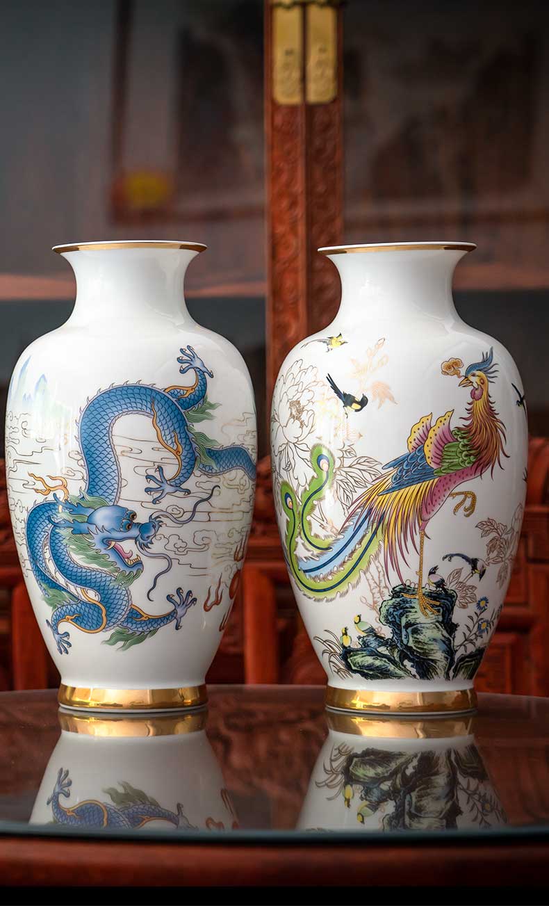 Jingdezhen ceramics vase famous master hand draw pastel in extremely good fortune of the sitting room adornment of new Chinese style furnishing articles