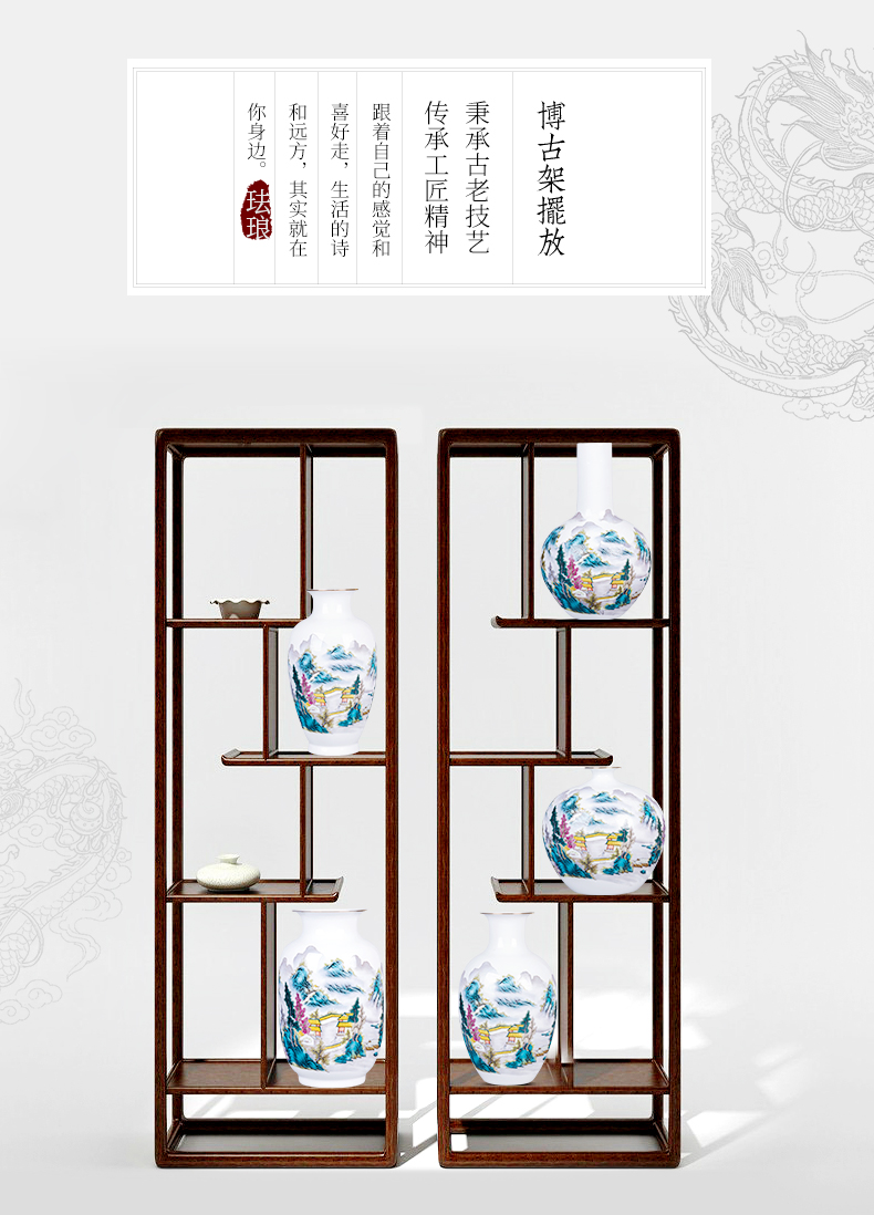 Jingdezhen ceramic vase furnishing articles trumpet flower arranging Chinese style restoring ancient ways thin foetus famous antique hand - made sitting room adornment