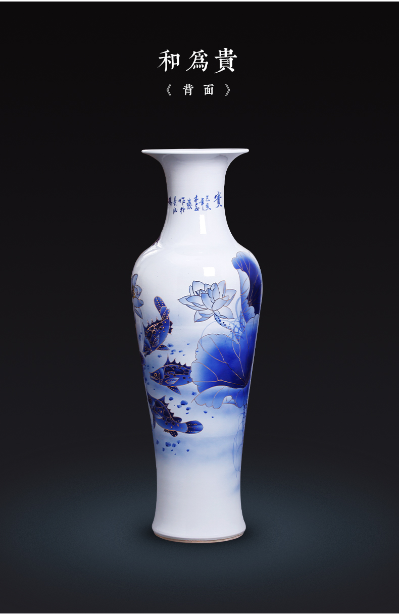 Jingdezhen ceramics hand - made see colour of large blue and white porcelain vase sitting room place large hotel opening gifts