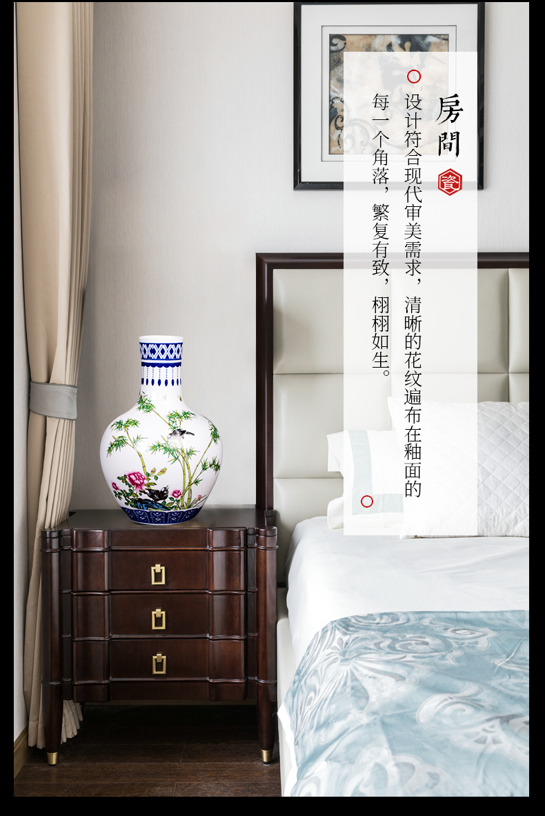 Jingdezhen ceramic floret bottle furnishing articles sitting room flower arranging pastel bamboo reports of Chinese style restoring ancient ways rich ancient frame ornaments