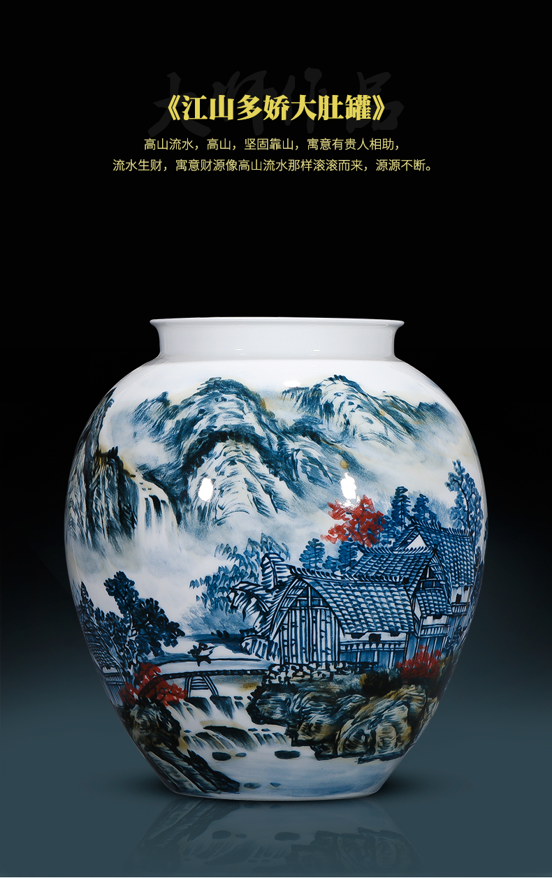 Jingdezhen ceramics famous master manual hand - made vases, new Chinese style living room decorations office furnishing articles