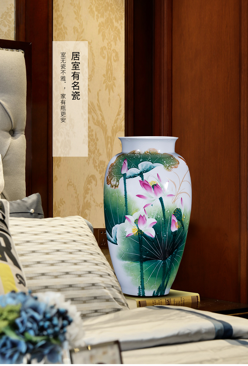 Jingdezhen ceramics of large vases, famous master hand made lotus place, a large sitting room porch decoration