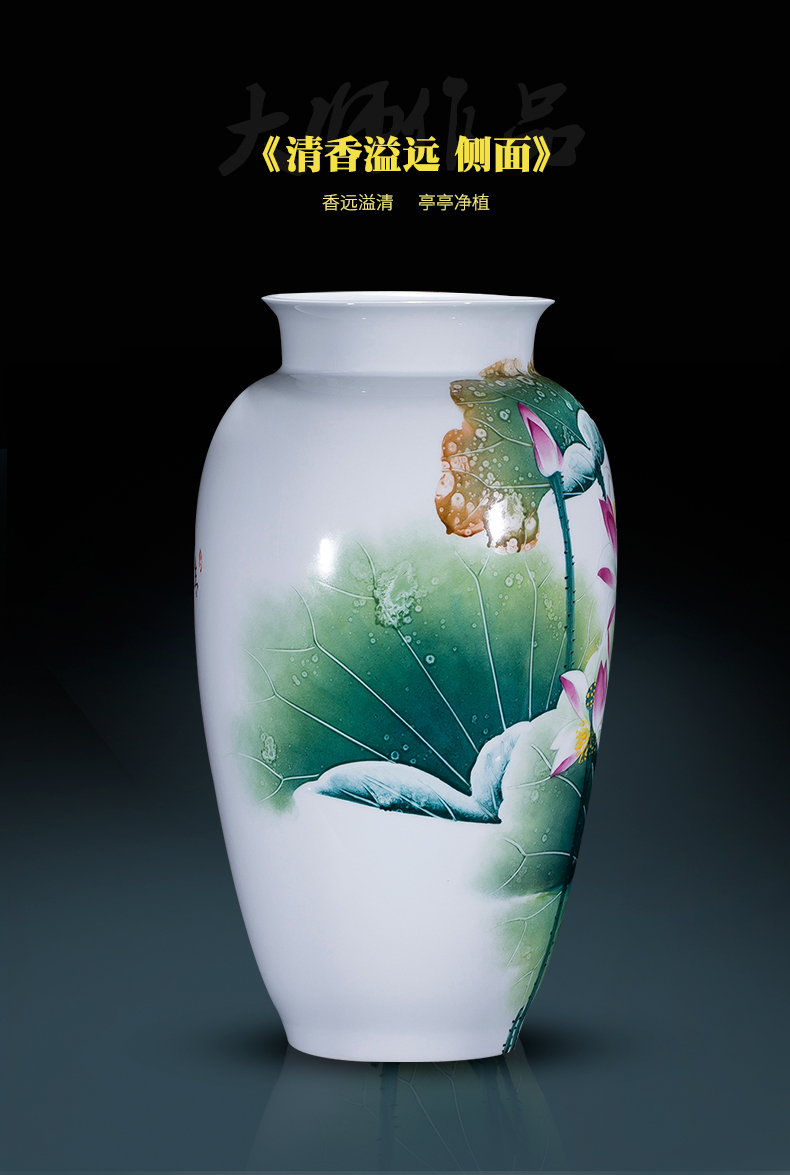 Jingdezhen ceramics of large vases, famous master hand made lotus place, a large sitting room porch decoration