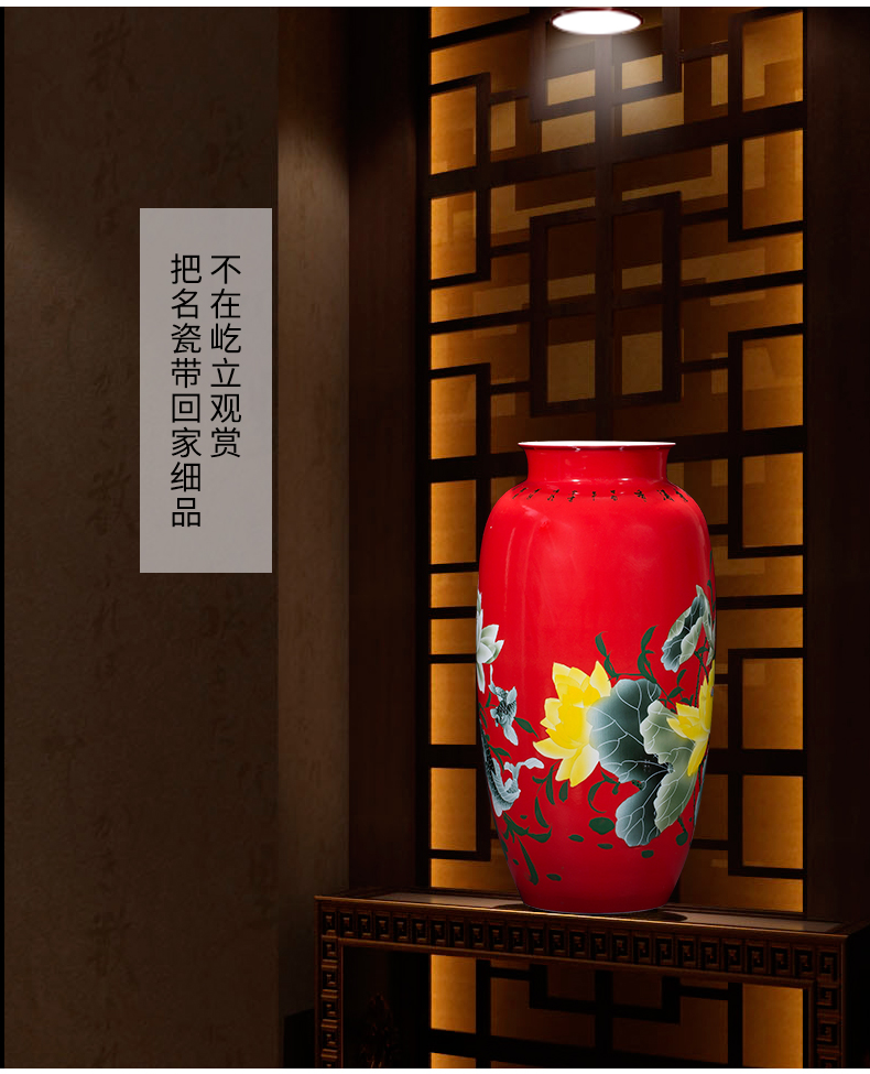 Jingdezhen ceramics of large vases, famous master hand made lotus sitting room adornment is placed large Chinese style