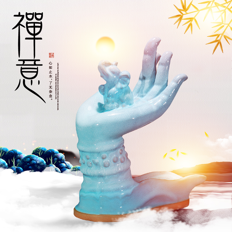 Jingdezhen ceramics furnishing articles bergamot satisfied after classical Chinese style household adornment rich ancient frame handicraft sitting room