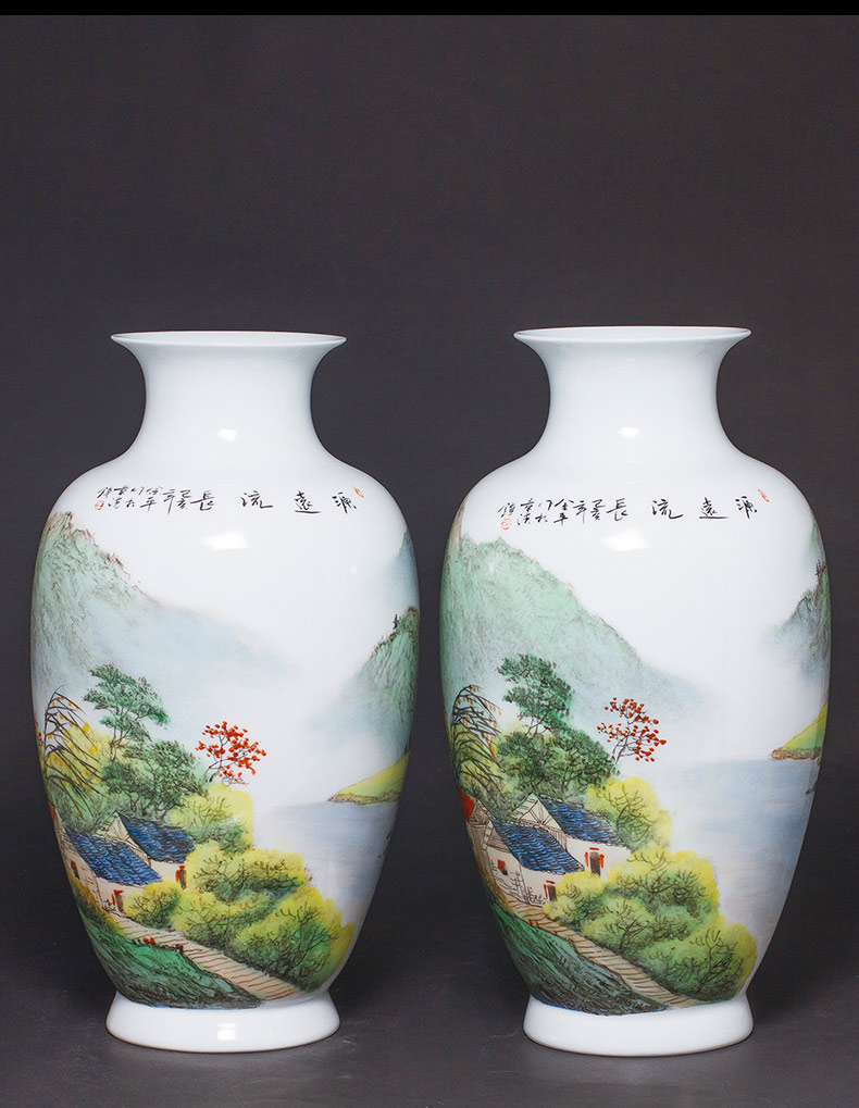 The Master of jingdezhen ceramics hand - made vases three - piece flower arrangement sitting room adornment rich ancient frame of Chinese style household furnishing articles