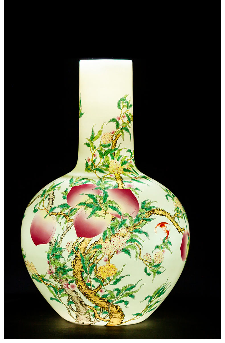 Jingdezhen ceramic vase furnishing articles large flower arranging manual of new Chinese style restoring ancient ways is about nine peach rich ancient frame sitting room adornment