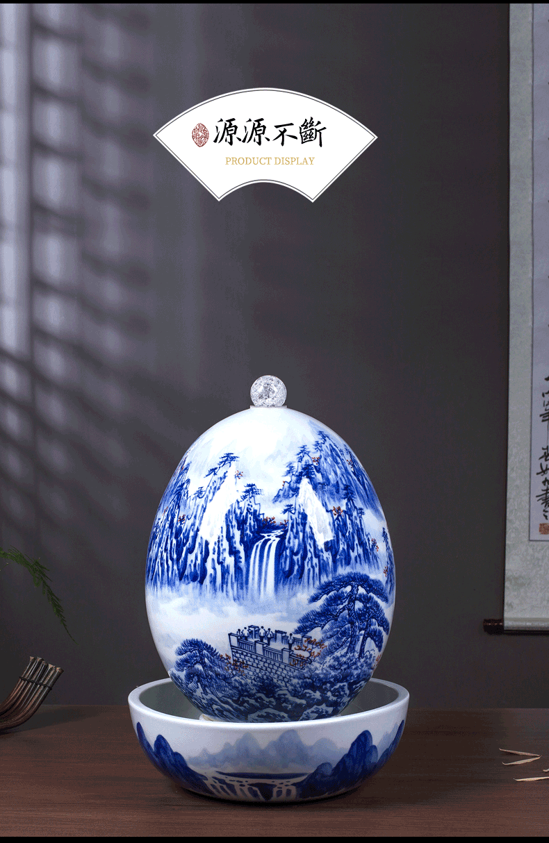Jingdezhen ceramics creative hand - made pastel water fountain humidifier sitting room feng shui home decoration furnishing articles