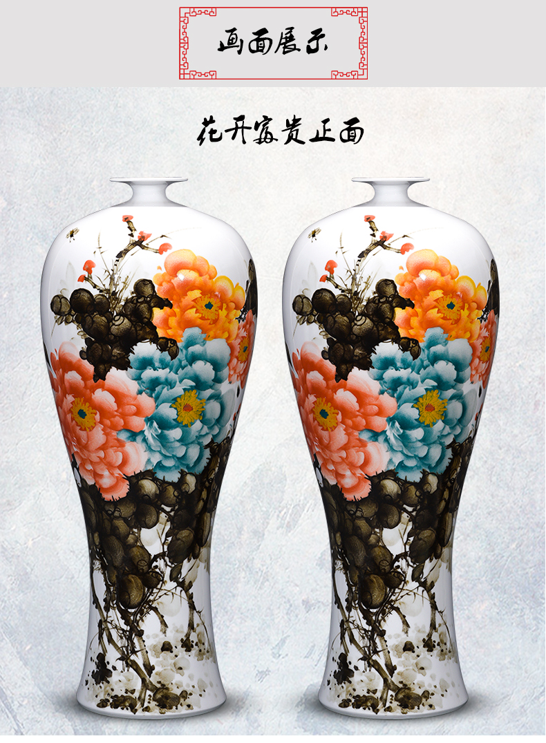 Jingdezhen ceramics vase famous hand - made under glaze color Chinese rural style home sitting room adornment is placed