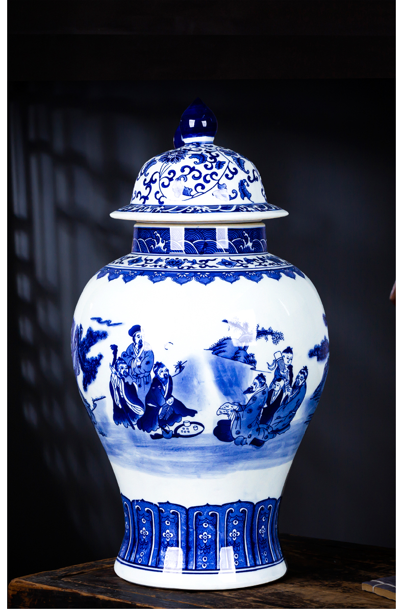 Jingdezhen ceramics new Chinese blue and white porcelain vase is placed large flower arranging archaize sitting room adornment general tank