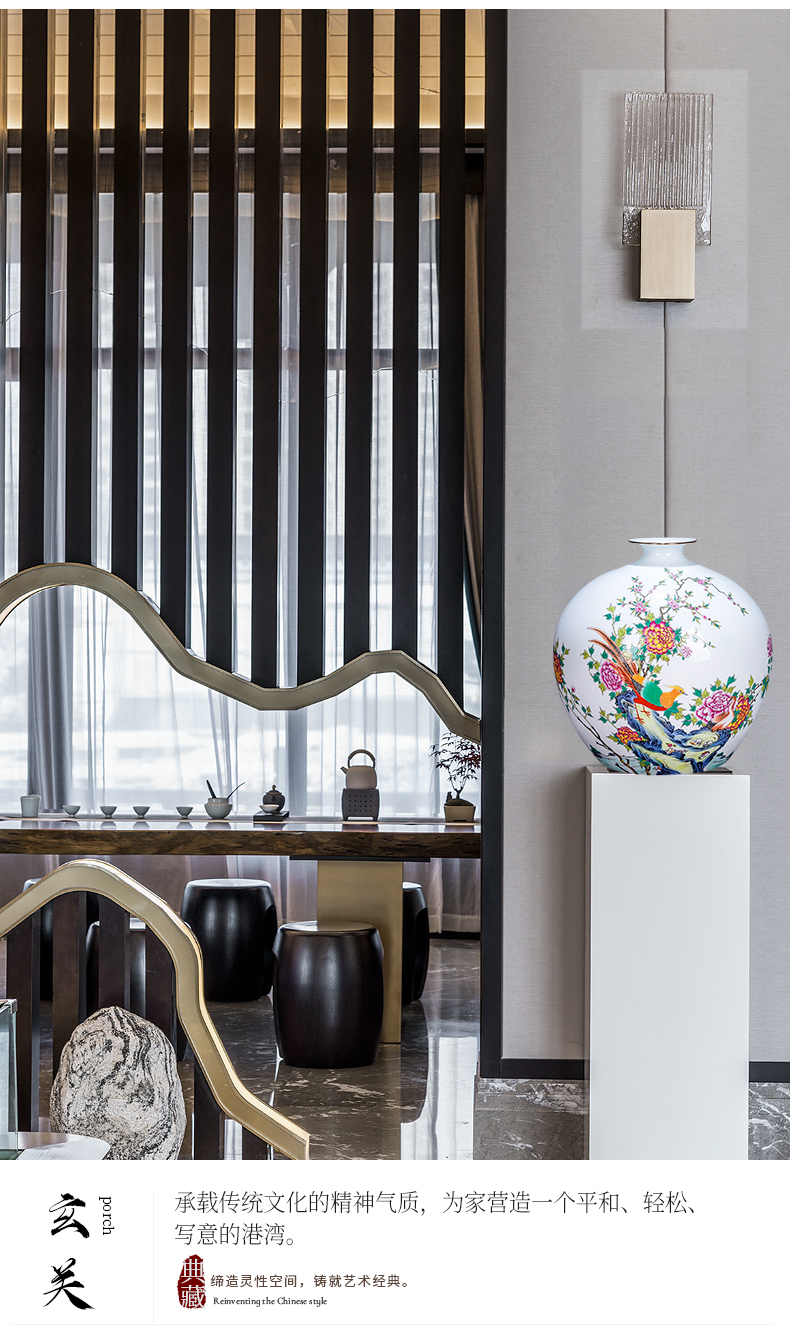 Jingdezhen ceramic vase furnishing articles pastel thin body new Chinese flower arranging to restore ancient ways small rich ancient frame sitting room adornment