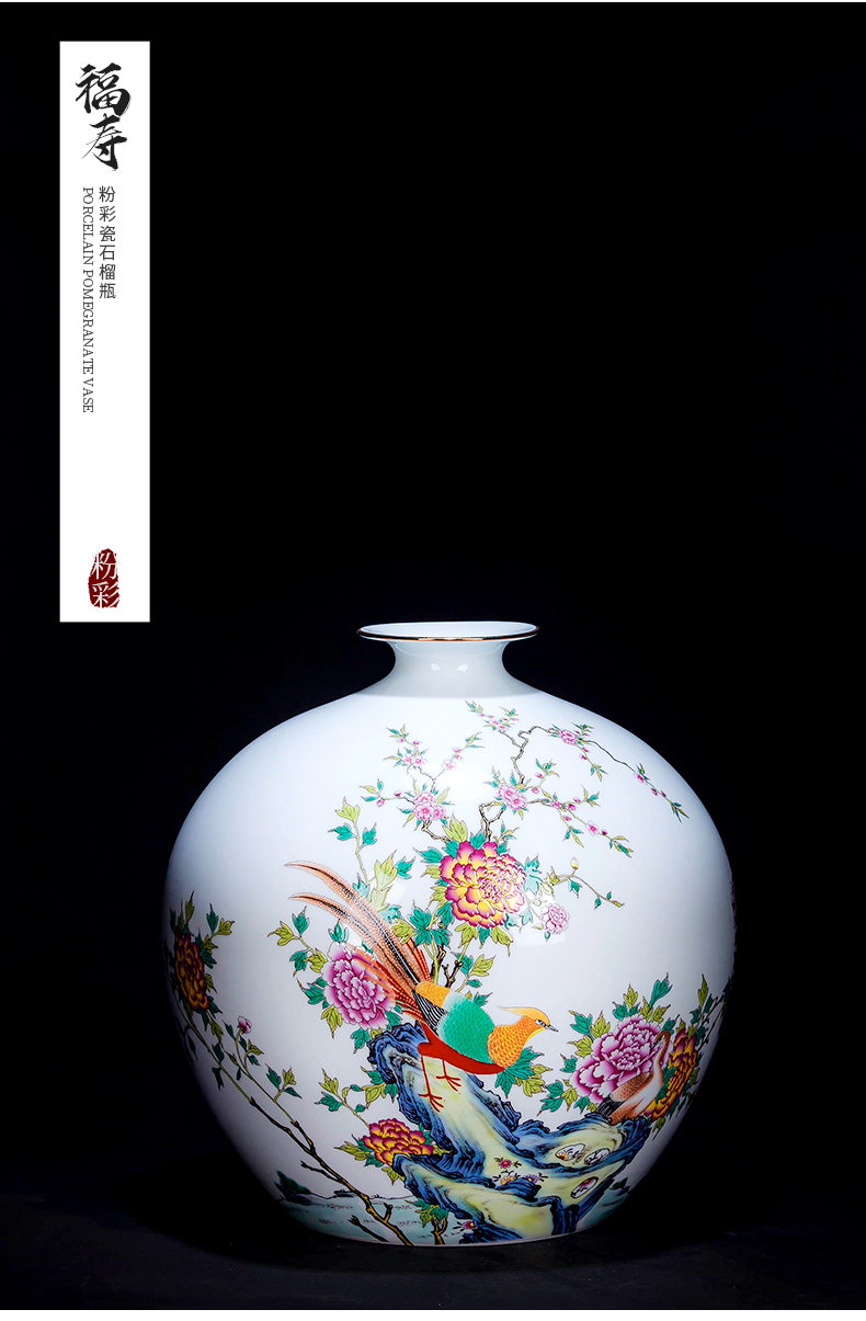 Jingdezhen ceramic vase furnishing articles pastel thin body new Chinese flower arranging to restore ancient ways small rich ancient frame sitting room adornment