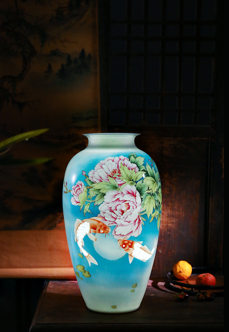 Jingdezhen ceramics famous hand - made thin body new sitting room of Chinese style household vase rich ancient frame furnishing articles decoration gifts